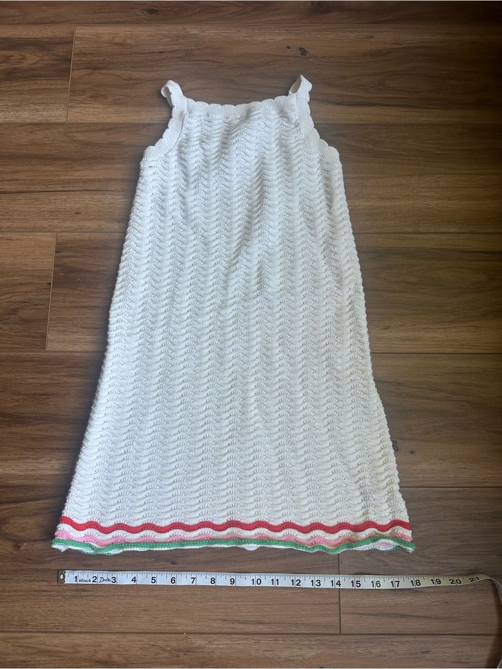 Old Navy White Textured Knit Tank Dress with Scallop Trim